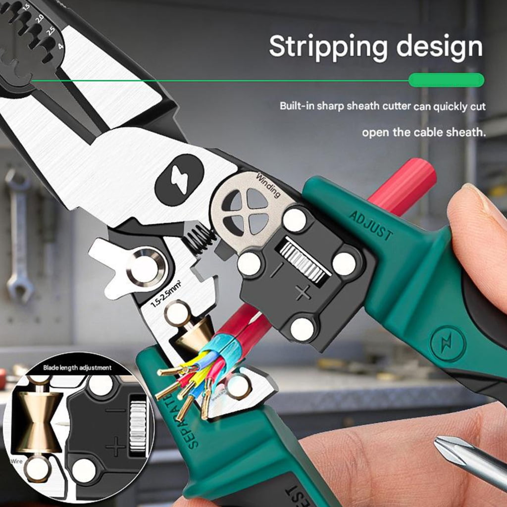 Wire Strippers with Electricity Measurement Function 8 in 1 Wire Stripping Pliers for Cutting Pulling Wires Scissors