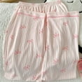 thumbnail image 4 of Pink Bow Tie Design Pajamas for Women Long Sleeve Top & Elastic Waist Pants Pajamas Set Casual Home Wear Sleepwear, 4 of 7