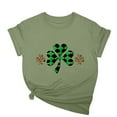 thumbnail image 2 of Cavosen Saint Patrick Day Short Sleeve Womens Tops Flowy Green Shamrock Leopard Print Shirts Crewneck Holiday Blouse Dressy Festival T-Shirts Loose Summer Tees Plus Size 3XL, 2 of 5