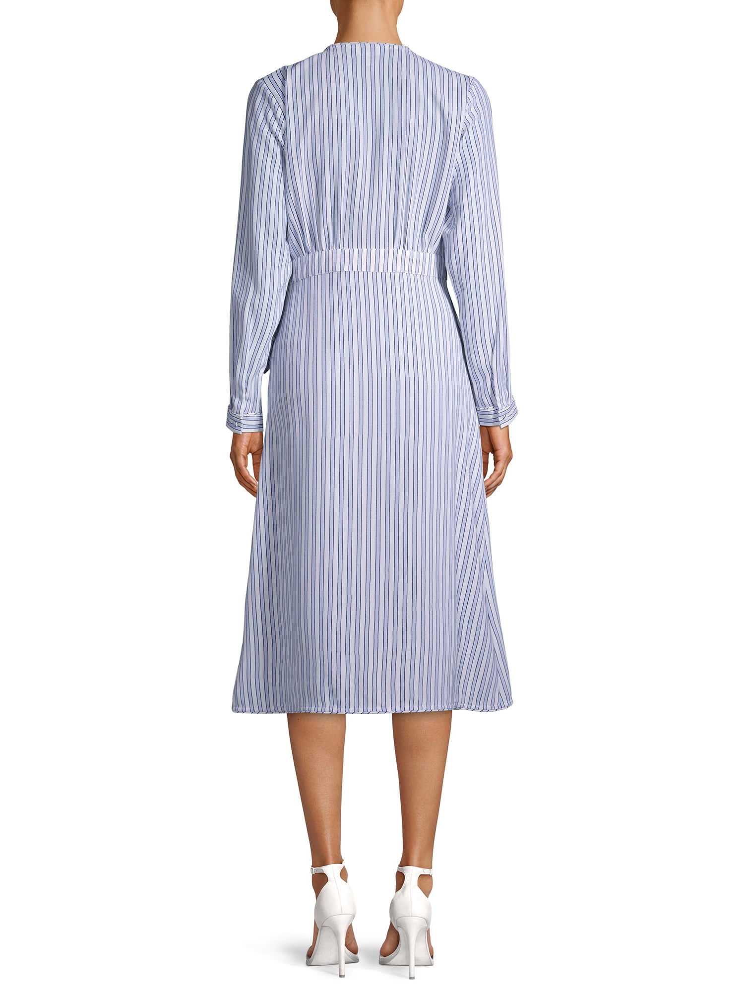 Long Sleeve Faux Wrap Dress - Walmart.com