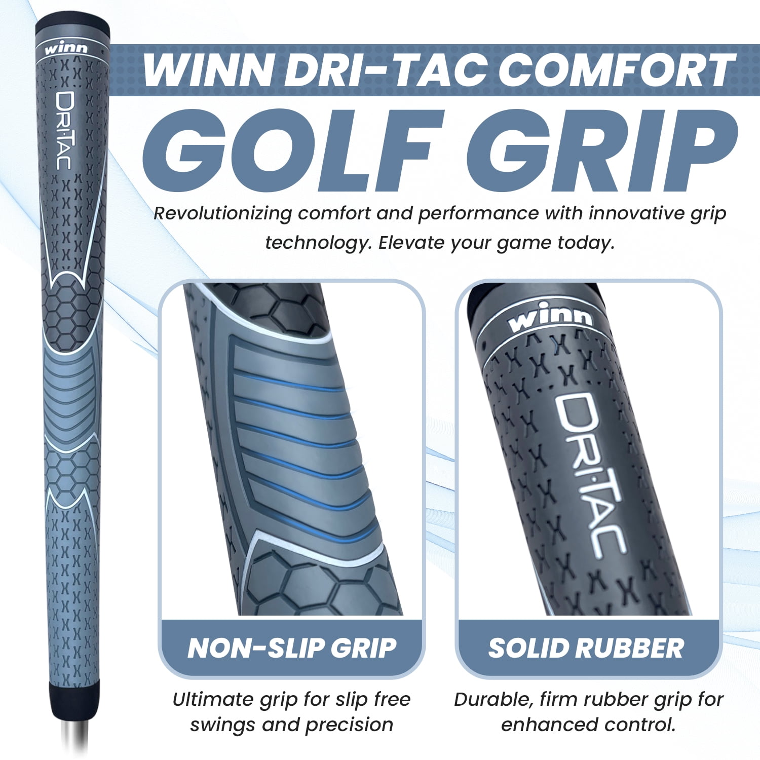 TITANUN DRI-TAC OVERSIZE by Winn- LATEST SERIES 13 Pieces DarkGrey/SilverGrey Golf Grip - Non-Slip & Cushioned Comfort - Incredible Comfort & Moisture-Wicking - Shock Absorption