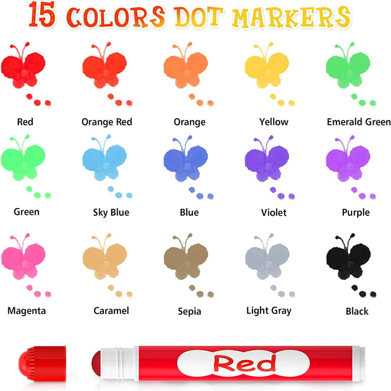  Dot Markers, Washable Dot Markers for Kids Toddlers &  Preschoolers, 4 Colors Bingo Paint Daubers Markers, 1 each, Orange, Yellow,  Purple, Blue, 4 Pack : Toys & Games