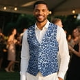 thumbnail image 4 of Yuyamidu Blue Leopard Print Men's V-Neck Suit Vests Size XL Formal Slim Fit Business Dress Vest Waistcoat with 3 Pockets for Suit or Tuxedo, 4 of 7
