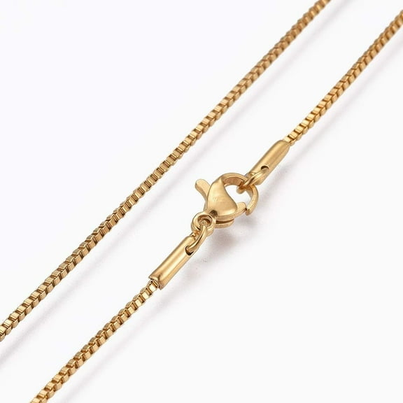 1 pc 1Pcs 304 Stainless Steel Box Chain Necklaces 1.2mm Flexible Dainty Chain Necklace for Women Jewelry Gift with 304 Stainless Steel Clasps Golden 17.7 inch