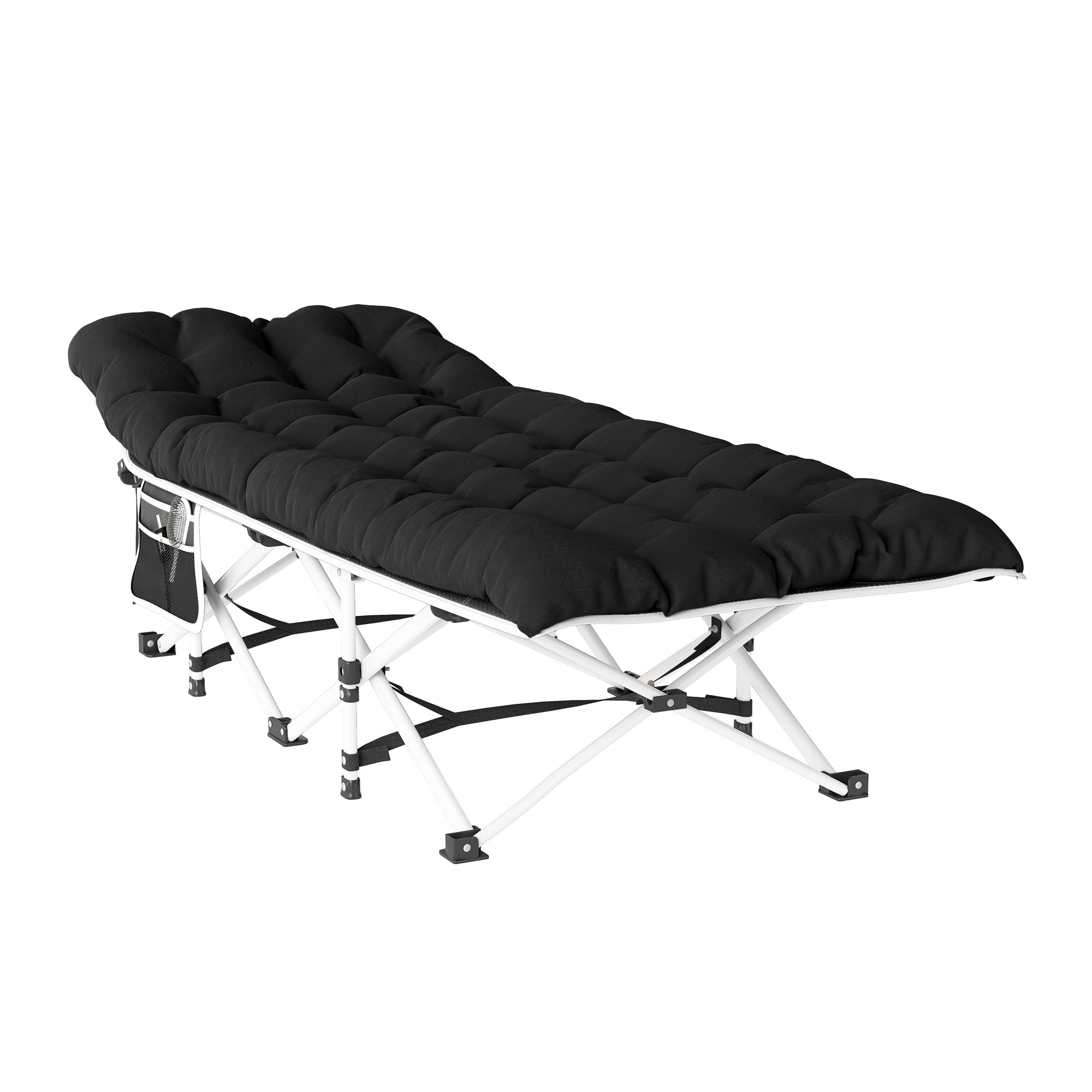 Uforic Folding Camping Cot w/ Mattress & Carry Bag, 1200D Oxford, 575 Lb Capacity for Travel, Black