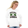 thumbnail image 4 of This Girl Loves Zombies Thumb Hands Women Plus Size Crewneck Sweatshirt Brisco Brands 2X, 4 of 5