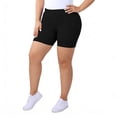 thumbnail image 5 of Feancey Plus Size Biker Shorts for Women Ribbed Knit Stretchy High Waisted Running Workout Shorts Cozy Soft Yoga Lounge Shorts Black 4XL, 5 of 10