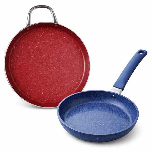 Comal 30cm Rojo + Sartén 20cm Azul Antiadherente FLAVORSTONE 2 piezas