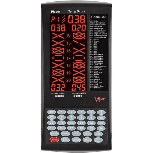 Viper Batterie-Opéré 4 Joueurs Score et 2-Cricket ProScore Électronique Fléchette Scoreur avec Écran LCD et Claviers Souples
