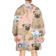 thumbnail image 2 of Bulldog Dog and Flower Florals Wearable Oversized Blanket,Wearable Blanket Hoodie for Adults,Cozy Hooded Blankets with Super Pockets,Super Warm Fuzzy Pullover for Women & Men, 2 of 6