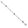 thumbnail image 2 of Gem Stone King 925 Sterling Silver Sky Blue Aquamarine and Red Garnet and Round White Lab Grown Diamond Tennis Bracelet for Women (3.25 Cttw, Gemstone Birthstone, Oval 6X4MM, 7.25 inches), 2 of 4