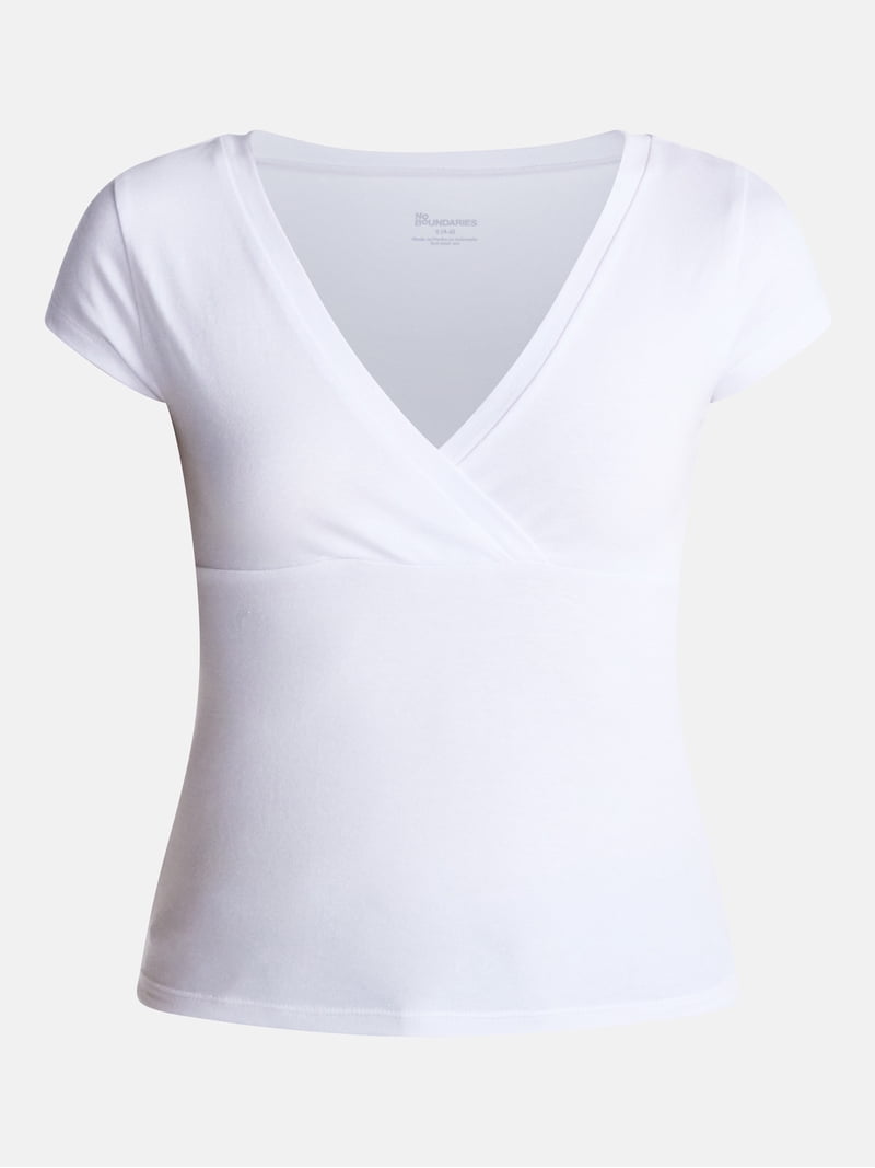 No Boundaries Surplice Top with Cap Sleeves, Women's XXS-XXL