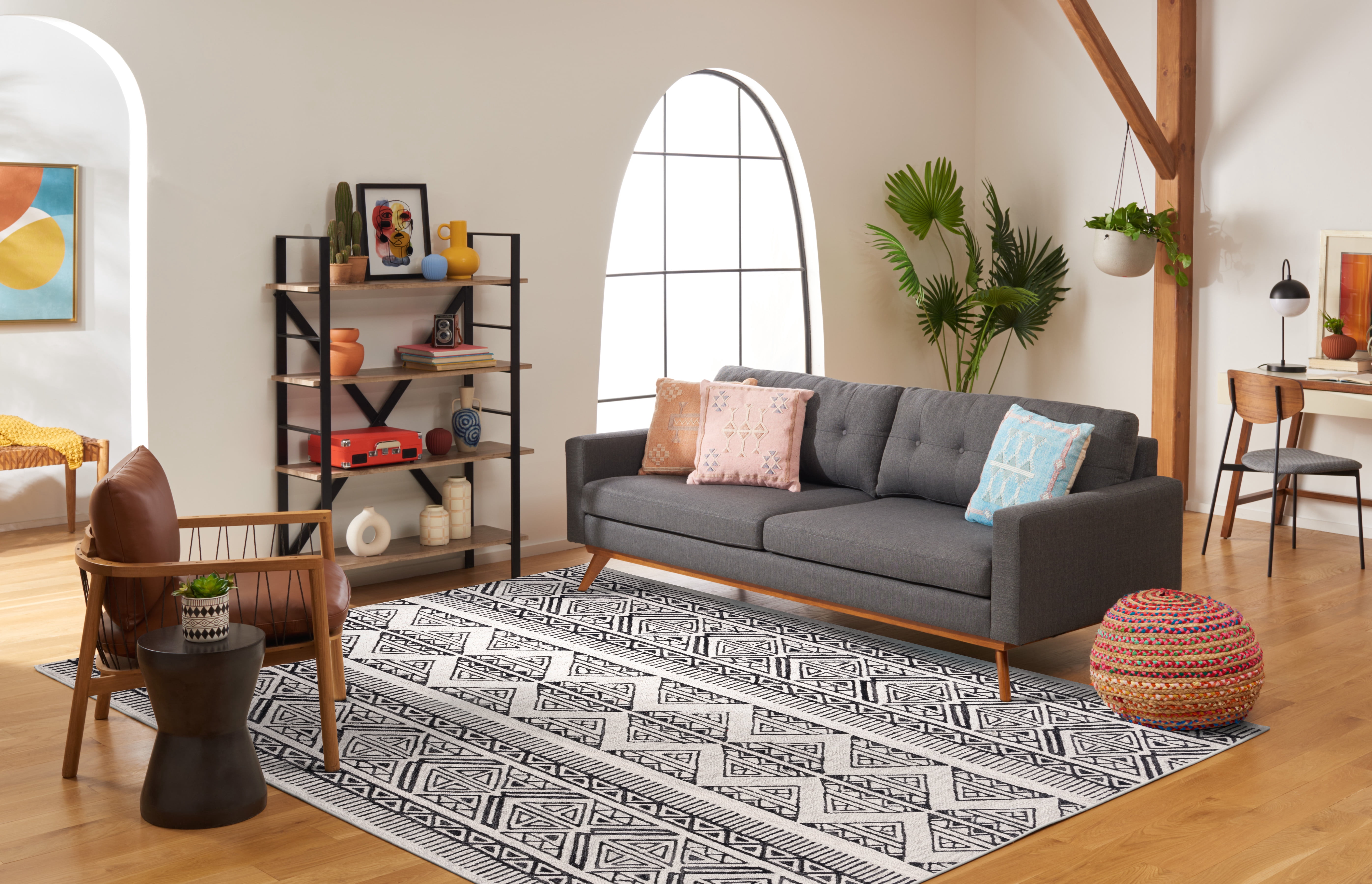SAFAVIEH Metro Andrew Diamond Area Rug, Black/Beige, 5' x 8'