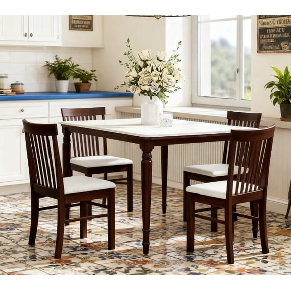 Modern Style Upholstered Kitchen Chairs,Wooden Dining Chairs Set of 2,with Rubber Wood Frame Dark Brown