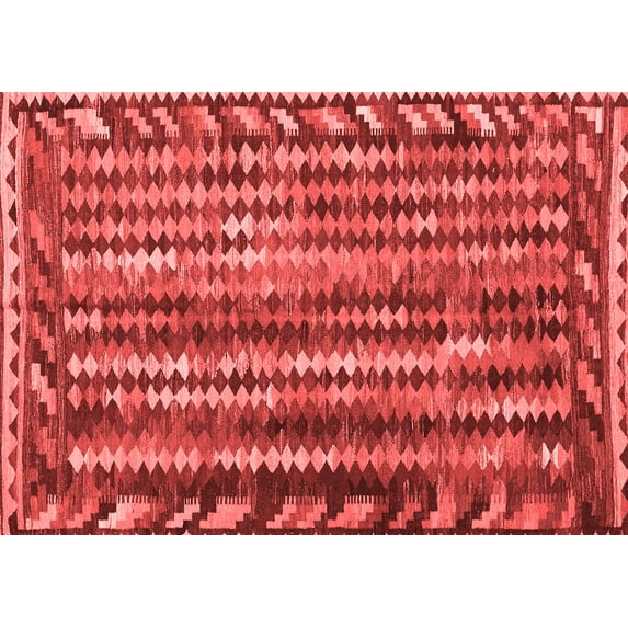 Ahgly Company Indoor Rectangle Abstract Red Contemporary Area Rugs, 4' x 6'