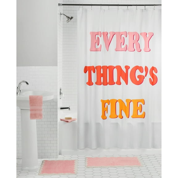 Mainstays Everything Fine 15PC Shower Curtain & Bath Set, 70 x 72, Pink