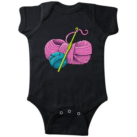 

Inktastic Blue and Pink Yarn with Crochet Hook Gift Baby Boy or Baby Girl Bodysuit