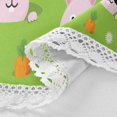 thumbnail image 4 of SKYSONIC Cute Easter Bunnies Round Tablecloth 60inch Indoor Wrinkle Free, Green Rabbit Carrot Circular Lace Table Cover Washable for Kitchen Party BBQ Dining Decor, 4 of 7