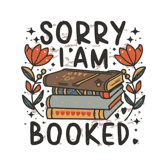 Sorry I Am Booked Bookish Librarian Book Lover Reading Quote Wall Art Sticker Designs Vinyl Stickers For Home House Walls Rooms Windows Bedroom Decoration Size (20x20 inch)