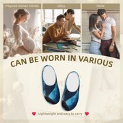 Rateoe Ice Blue Ocean Cute Dolphin Print Women's Men's Cotton Knit Slippers Lightweight Memory Foam Indoor House Shoes with Anti-Skid Sole-44/45