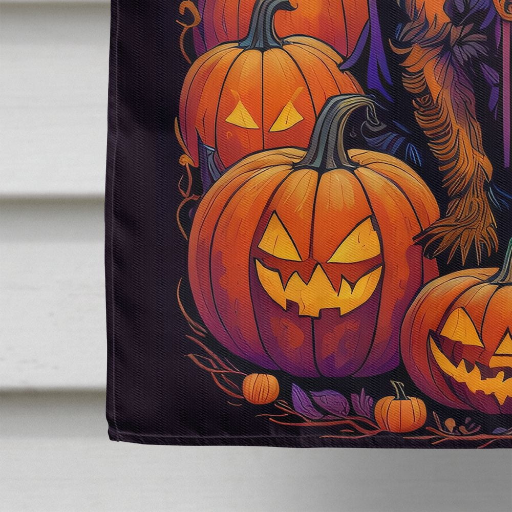Halloween Border Terrier Dog House Flag 28x40IN Double-Sided Polyester Decorative Sleeve Pole Flag for Outdoor Home Garden