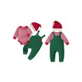thumbnail image 2 of RUINIXCW Infant Baby Christmas Outfits Long Sleeve Stripe Romper Suspender Pants Hat, 2 of 8