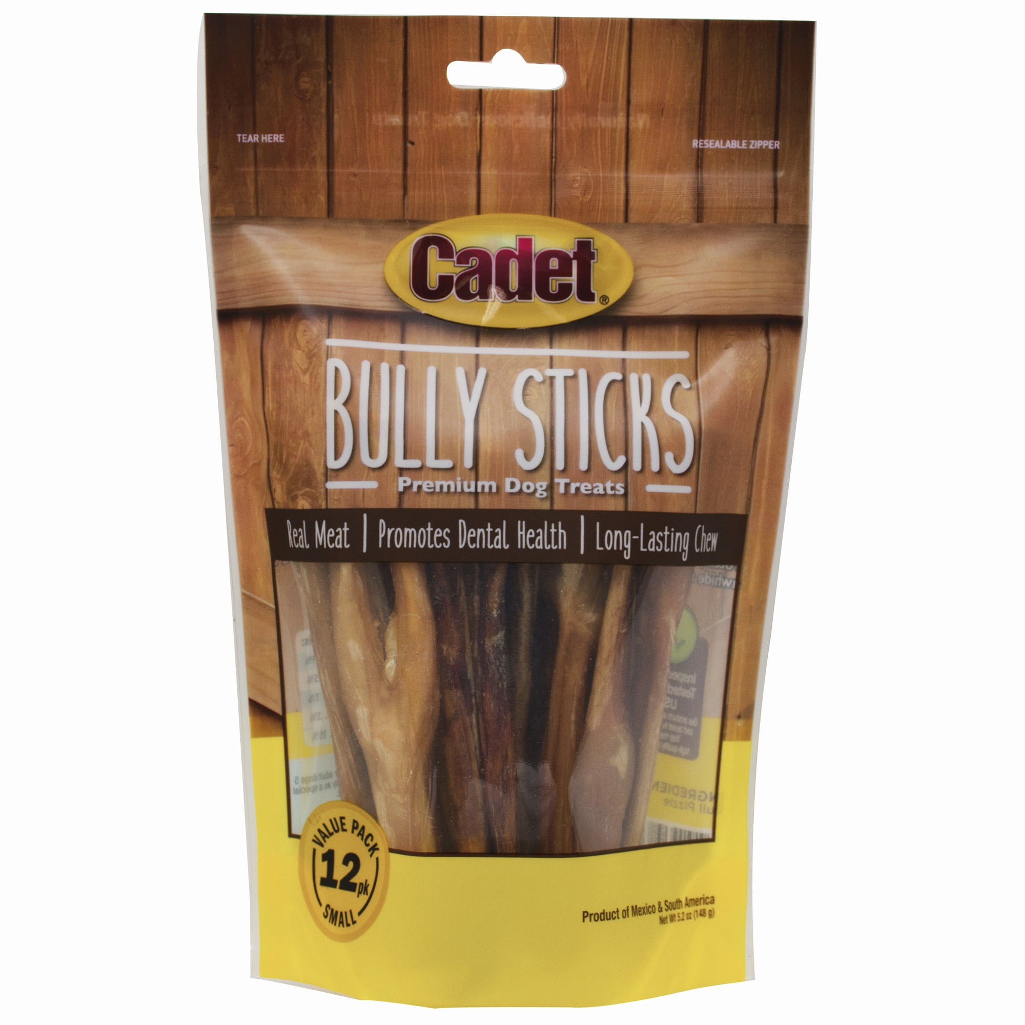Cadet Premium Bully Sticks Dog Treats, Small, 12 Count