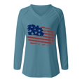 thumbnail image 5 of Bovemsi Women's Fashionable and Casual V Neck Retro Printed Long Sleeve Top T Shirt, Blue Summer Women's Long Sleeve T-Shirts, 3XL, 5 of 5