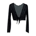 thumbnail image 3 of Brqkzdu Women Cropped Bolero Shrug Open Front Tie Long Sleeve Cardigans Summer Sheer Mesh Beach Vacation Cover Up, 3 of 4