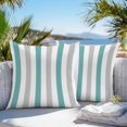 thumbnail image 3 of Teal Grey Stripe Throw Pillow Covers 16x16 Inch Set of 2, Modern Farmhouse Vertical Striped Waterproof Outdoor Pillow Covers, Decorative Cushion Pillowcases for Couch, Sofa, Bed, Garden, Patio, 3 of 9