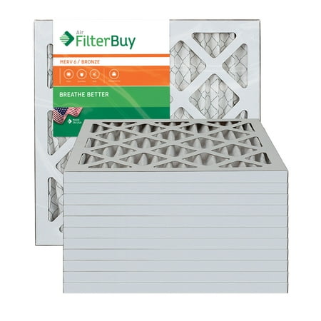 AFB Bronze MERV 6 14x14x1 Pleated AC Furnace Air Filter. Pack of 12 Filters. 100% produced in the