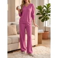 thumbnail image 3 of Cueply Lounge Sets for Women 2 Piece Outfits Fall Long Sleeve Knit Sweater Top Wide Leg Pants Loungewear Winter Matching Set, 3 of 8