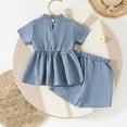 thumbnail image 4 of Zpanxa Girls Short Sets Ribbed Short Sleeve Top with Floral Print and Shorts 2 Piece Set 18 Months, 4 of 7