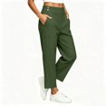 thumbnail image 6 of Sunnin Solid Color High Waist Pants Elastic Waist with Pockets Cropped Casual Everyday Wear Pants for Women, 6 of 6