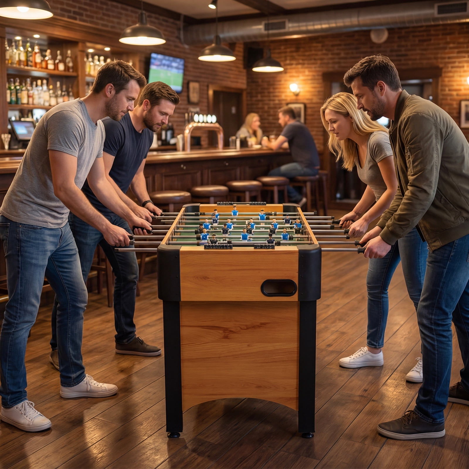 Gymax 47'' Competition Full Size Soccer Game Table w/22 Players 2 Balls Slide Scorers Natural