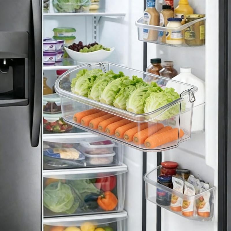 CEORPER Pack of 2 Plastic Refrigerator Storage Container Large Capacity Simple Setup