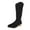 Black, variant on Women's Fashionable Casual Winter Plus Size Solid Color Pointed Toe Back Zipper Heel Low Heel Knee-High Boots Black 6.5