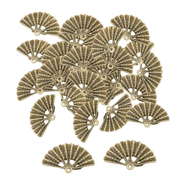 50 piezas de abalorios Vintage en , colgantes semicircures para manualidades DIY, horquil, , colr, fabricación Bronce antiguo Macarena Encantos en forma de abanico
