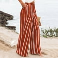 thumbnail image 6 of Jamsmile Women Pants Buttons Summer Stripe Print Casual Beach Pants Trousers High Waisted Wide Leg Pants With Pockets, 6 of 9