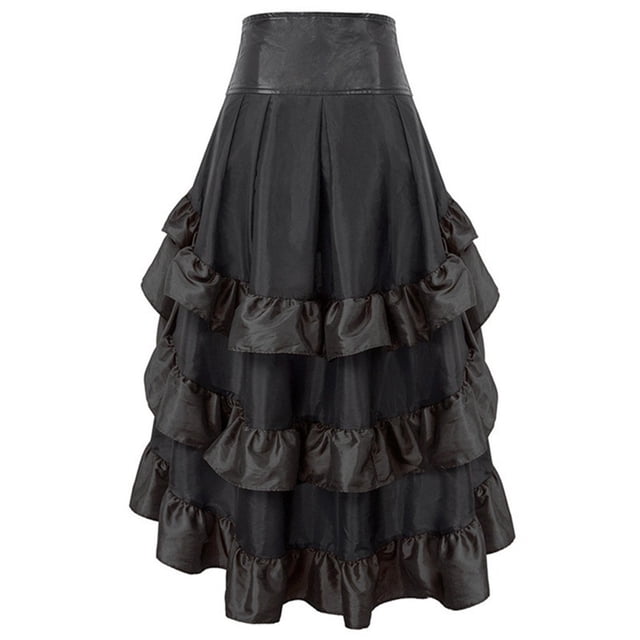 GPOECD Unique Patchwork Design Women's Irregular Ruffled Midi Skirt with Cupcake Print for All Ages