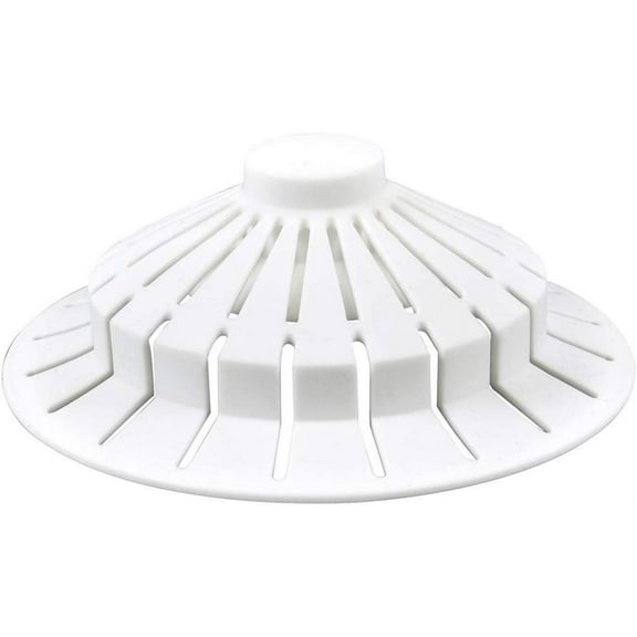 DANCO Universal Bathroom Bathtub Suction Cup Hair Catcher Strainer and Snare Fits Lift & Turn, Push Button & Trip Lever Bathtub Drains White 10771