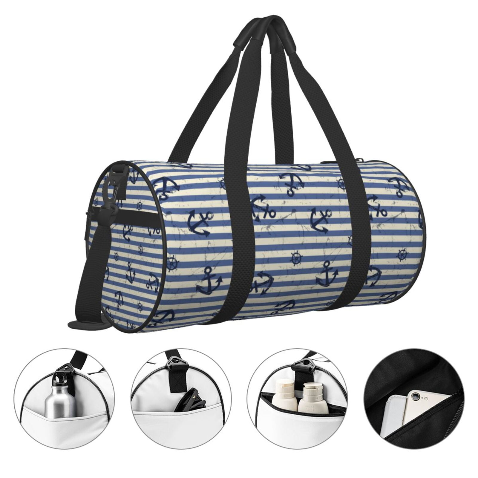 Vsdgher Anchors And Steering Wheel 45L Foldable Duffel Bag, Sports Gym Bag,Overnight Bag, Portable Weekender Bag for Airplanes