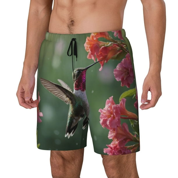 Balery Humming Bird 1 Bañador para hombre, shorts de playa de secado rápido con entrepierna y forro de compresión-Medium