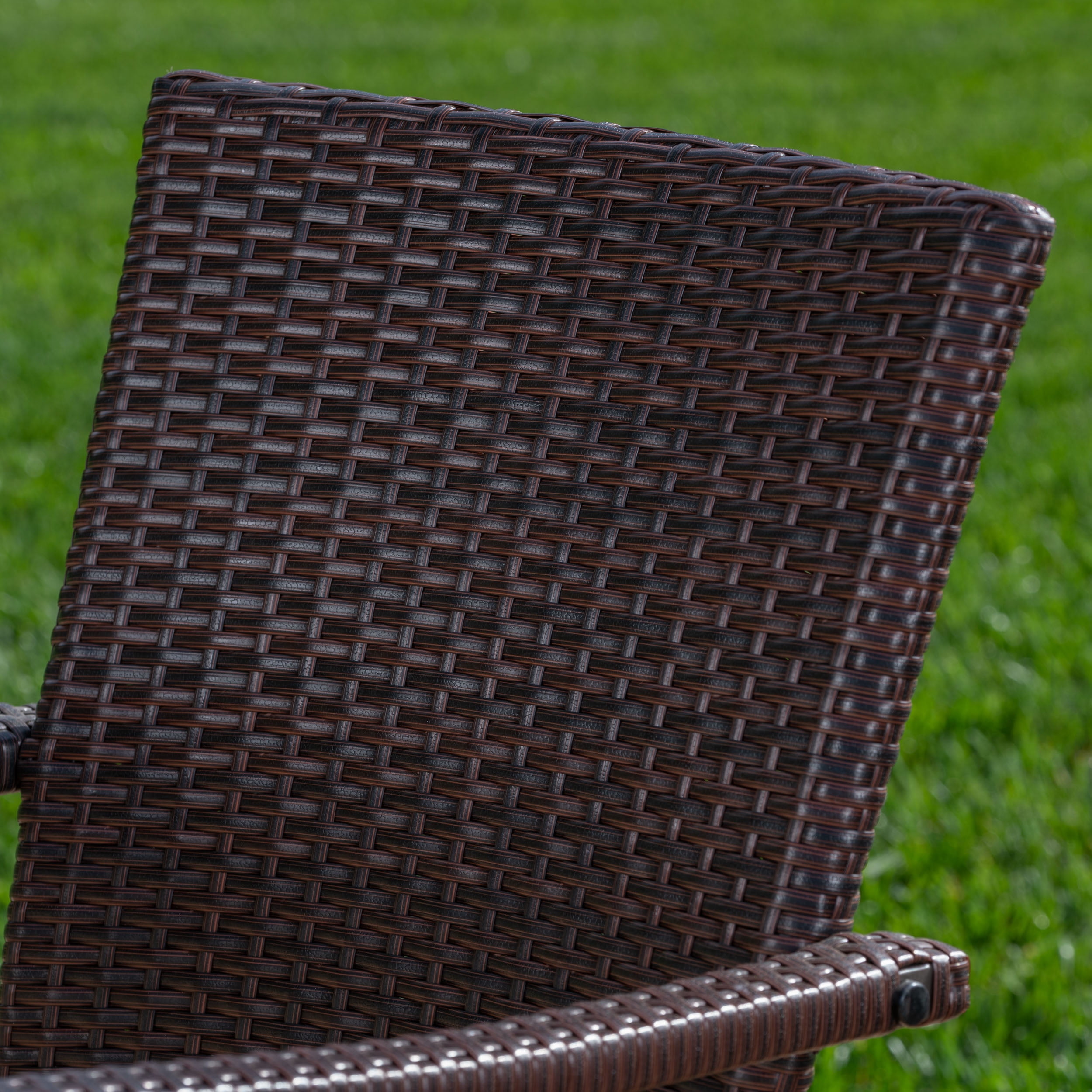 Outdoor 3 Piece Acacia Wood/ Wicker Bistro Set with Cushions, Teak,Brown,Crme