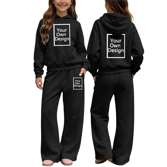 LvhaoGJOB Big Kids Boys Sweatshirt and Pants Outfit Set, Black - fleece fabric, ready for print