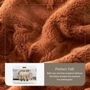 Faux Fur Throw Blanket, Super Soft Cozy Blanket, Luxury Fluffy Blanket Warm Bed Throw, Plush for Women, Camel 50 x 60