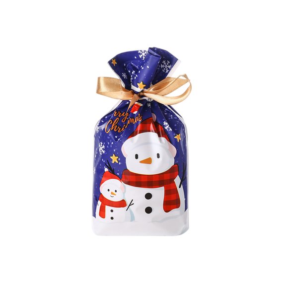 Christmas Package Holiday Drawstring Gift Bags, 50Pcs 9.06Inch Christmas Foil Gift Wrapping Sacks Pouches for Xmas Presents Party Favor
