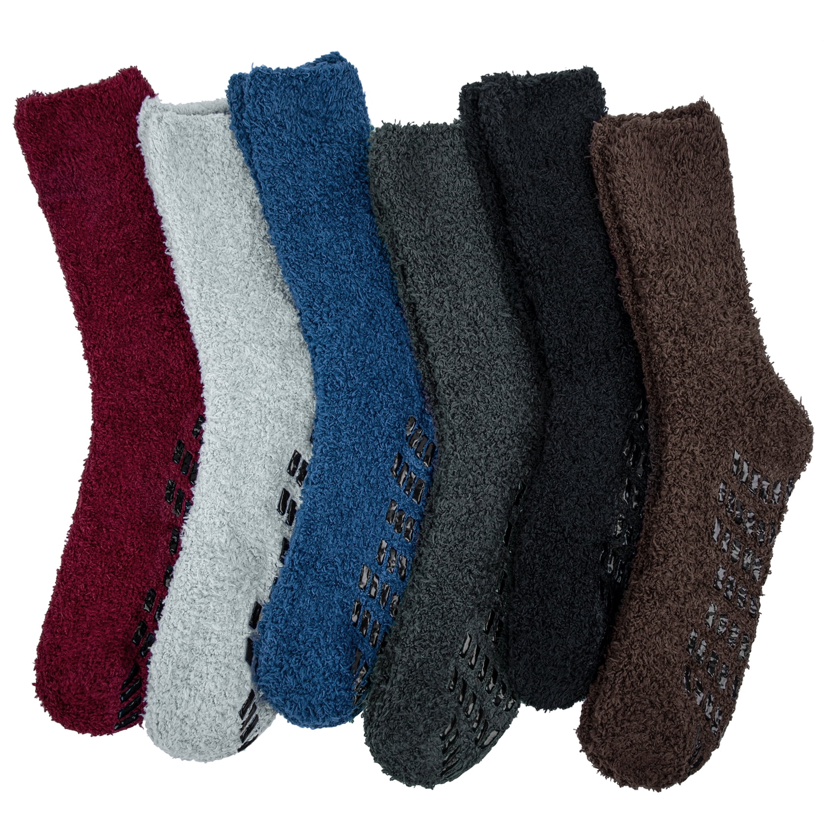 KOITHOT 6 Pack Men Fuzzy Socks Warm Winter Soft Fluffy Cozy Slipper Fleece Socks for Men