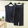 thumbnail image 2 of Riecok Loungewear Sets for Women Plus Size 2 Piece Ruffle Soft Pajama Sets Short Sleeve Top and Capris Summer Sleepwear, 2 of 5