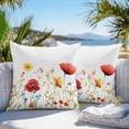 thumbnail image 4 of Pastoral Flowers Outdoor Pillow Covers Pack of 2 Watercolor Colorful Plants Leaves Waterproof Throw Pillow Covers Decorative Cushion Cases for Patio Garden Tent Balcony Couch 24x24 inch, 4 of 8